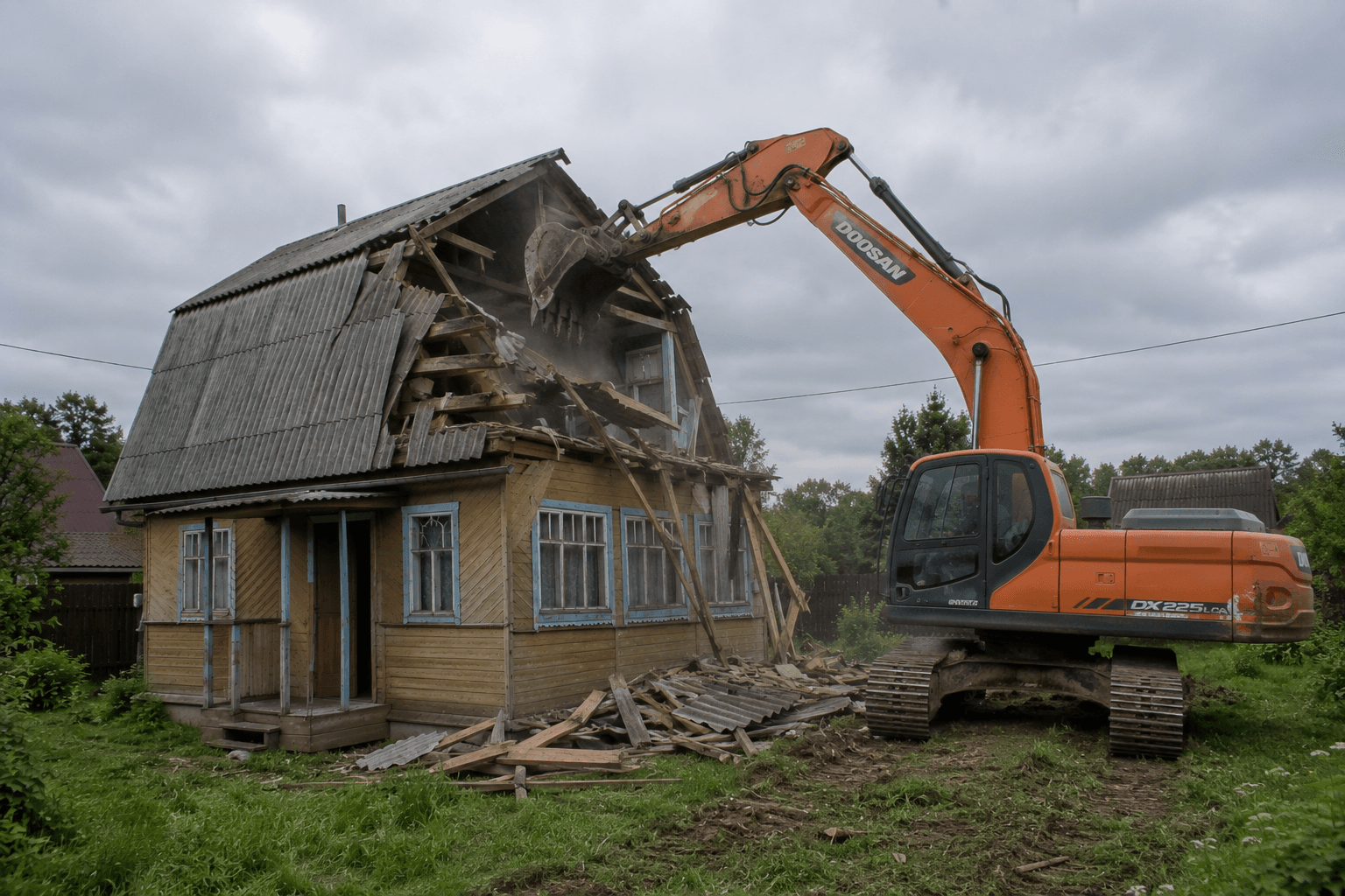 Демонтаж кровли дачного дома