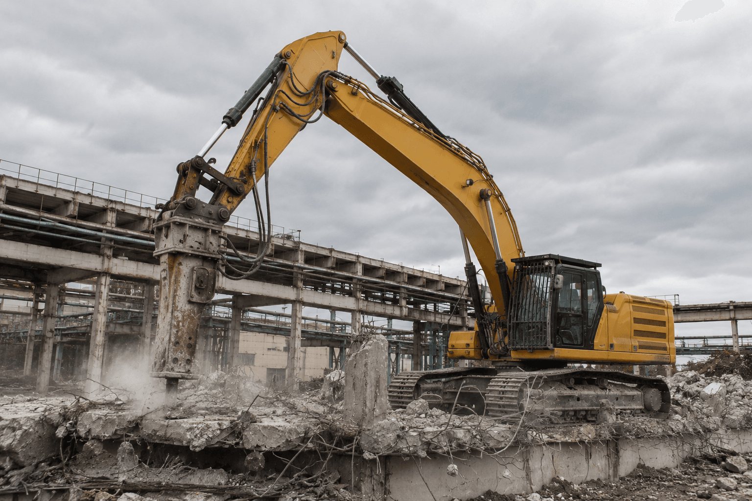Экскаватор CAT 336 с гидромолотом